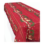 Mantel Navideño Leonora Rectangular 150x250 De Alta Calidad. Bordó Velitas Navideñas
