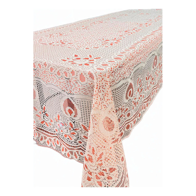 Mantel Calado Leonora 1.5×2.5 M | Elegancia Total Naranja Oscuro Calado Naranja