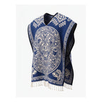 Jorongo Poncho Gaban Afelpado Unitalla Artesanal Grande Azul Guerrero Aguila 1mx1m