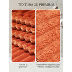 Cobertor Frazada Matrimonial Ligera Super Suave Y Calientita Rayado 700 G Coral Claro / Melón