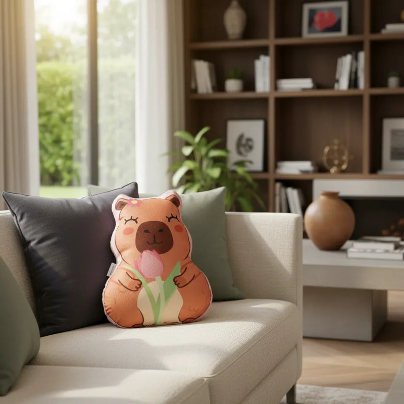 Almohada Suave Decorativa Colección Especial- Capibara Chocolate