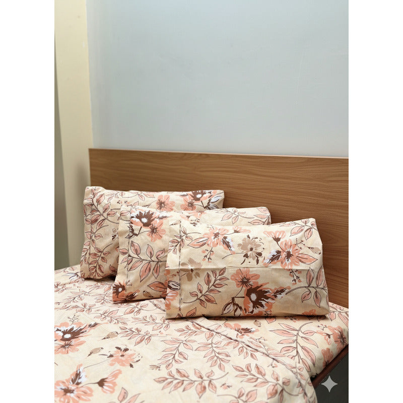 Juego De Sabanas King Size Leonora Percal Algodón 144h. Coral Claro Bugambilia Coral