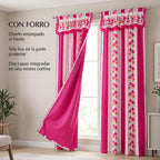 Cortinas Estampadas Para Ventana Con Forro Interior 2.9x2m Fucsia