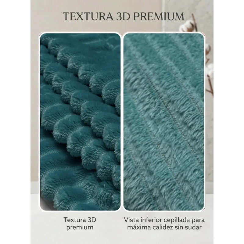 Cobertor Frazada Matrimonial Ligera Super Suave Y Calientita Rayado 700 G Turquesa