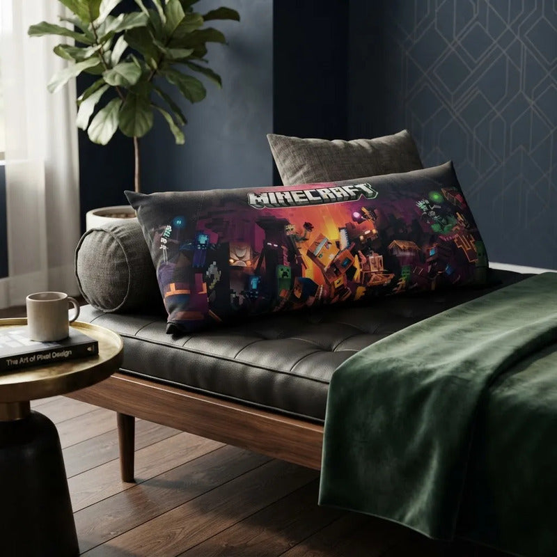 Almohada Providencia Super Jumbo Minecraft Doble Vista Suave Violeta Oscuro