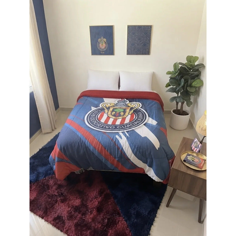 Cobertor Jumbo Providencia Borrega De Las Chivas Chivas Pinceleado 2690 Kg Rojo