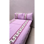 Juego De Sabanas Franela Mariol 100% Algodón Matrimonial Lavanda Mini Flor Morada