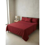 Juego De Sabanas King Size Leonora Percal Algodón 144h Lisas Rojo Rojo Liso