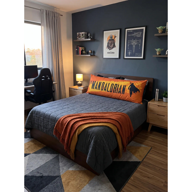 Almohada Providencia Super Jumbo The Mandalorian Doble Vista Naranja