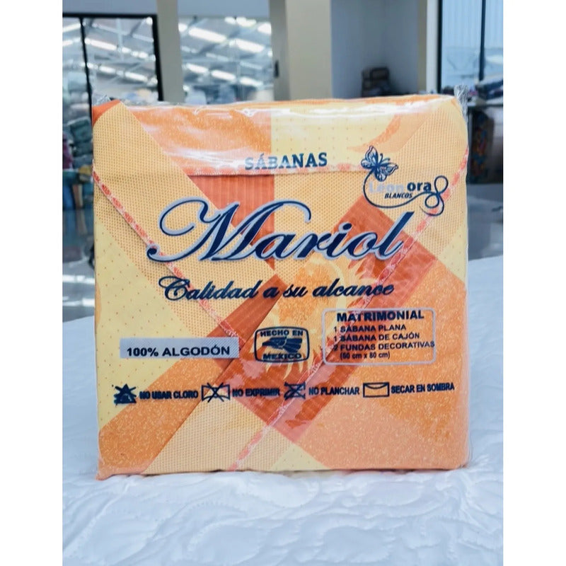 Juego De Sabana Matrimonial 100% Algodón Suaves Y Frescas Naranja Sol Y Luna Naranja
