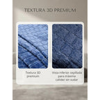 Cobertor Frazada Matrimonial Ligera Super Suave Y Calientita Cuadros 700 G Azul Acero