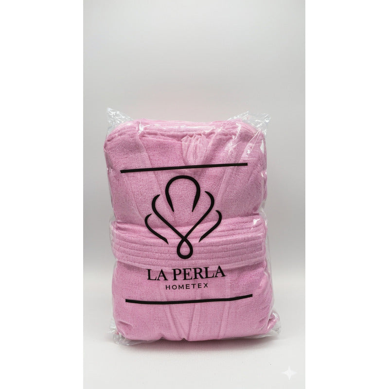 Bata De Baño Leonora Rasurada 100% Algodón Super Absorbente Rosa Pink M-l