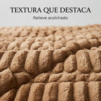 Edredón Matrimonial Acolchado Doble Vista Textura Térmica Marrón Claro Piel De Conejo