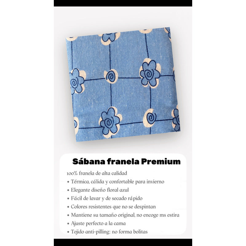Juego De Sabanas Franela Mariol 100% Algodón Matrimonial Azul Acero Acapulco Azul