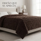 Edredón Matrimonial Acolchado Doble Vista Textura Térmica Marrón Obscuro Piel De Conejo