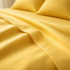 Juego De Sabanas King Size Leonora Percal Algodón 144h Lisas Amarillo Amarillo Liso