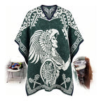 Jorongo Poncho Gaban Afelpado Unitalla Artesanal Grande Verde Guerrero Aguila 1mx1m