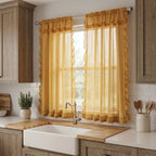 Juego De Cortinas 2 Paneles 2.50x1.95 De Ventana Transparent Oro