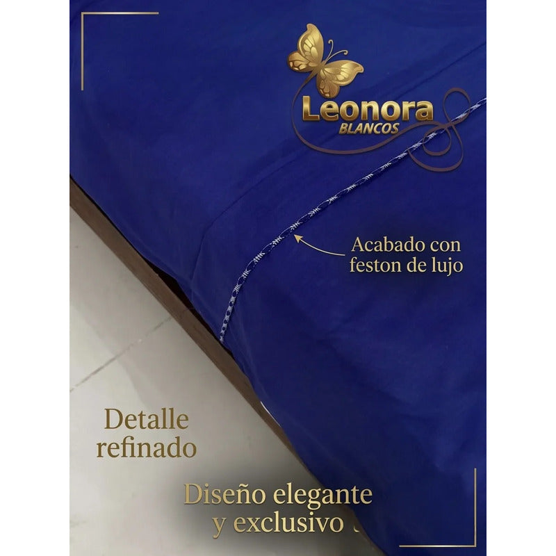 Juego De Sábanas Matrimonial Algodón Percal 144 Hilos-fresca Azul Lisa Marino Suave Y Transpirable De Calidad Premium