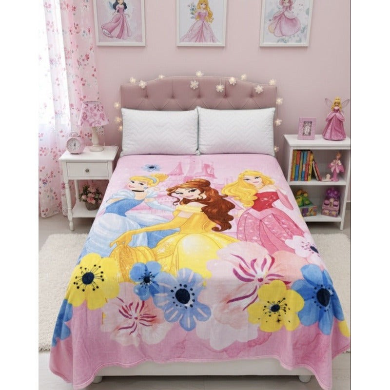 Frazada Providencia Disney Matrimonial Super Calientita Princesas Rosa Claro