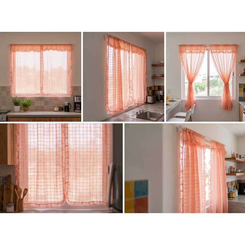Juego De Cortinas 2 Paneles 2.50x1.95 De Ventana Transparent Melon