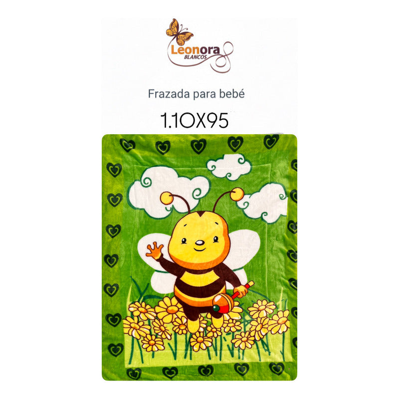 Cunero Leonora Tipo Borrega Calientito -bebé Tamaño Classic Abejita Verde Verde