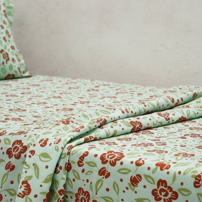 Juego De Sabanas Franela Mariol 100% Algodón King Size Verde Claro Verde Carmesi