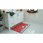 Kit Navideño: Camino De Mesa, Pie De Árbol, Fundas Y Tapete Rojo Santa Y Regalos
