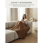 Cobertor Frazada Matrimonial Textura Durazno Lisa Calientita Marrón Claro Lisa 700 G Marrón Claro