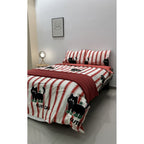 Edredón Premium Duvet Dos Vistas Matri Con Relleno Incluido Rojo Gato Patitas Rayas Algodón Alta Densidad