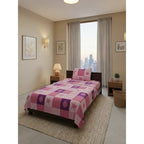 Juego De Sábana Bramante Individual Amanecer 100% Algodón Rosa Sol Y Estrella Rosa