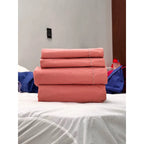 Juego De Sabanas King Size Leonora Percal Algodón 144h Lisas Naranja Oscuro Rosa Palo Lisa