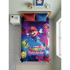 Frazada Matrimonial Providencia Mario Bros Galaxia Srp Suave Mario En El Aire Azul Oscuro