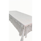 Mantel Calado Leonora 1.5×2.5 M | Elegancia Total Blanco Calado Rosas