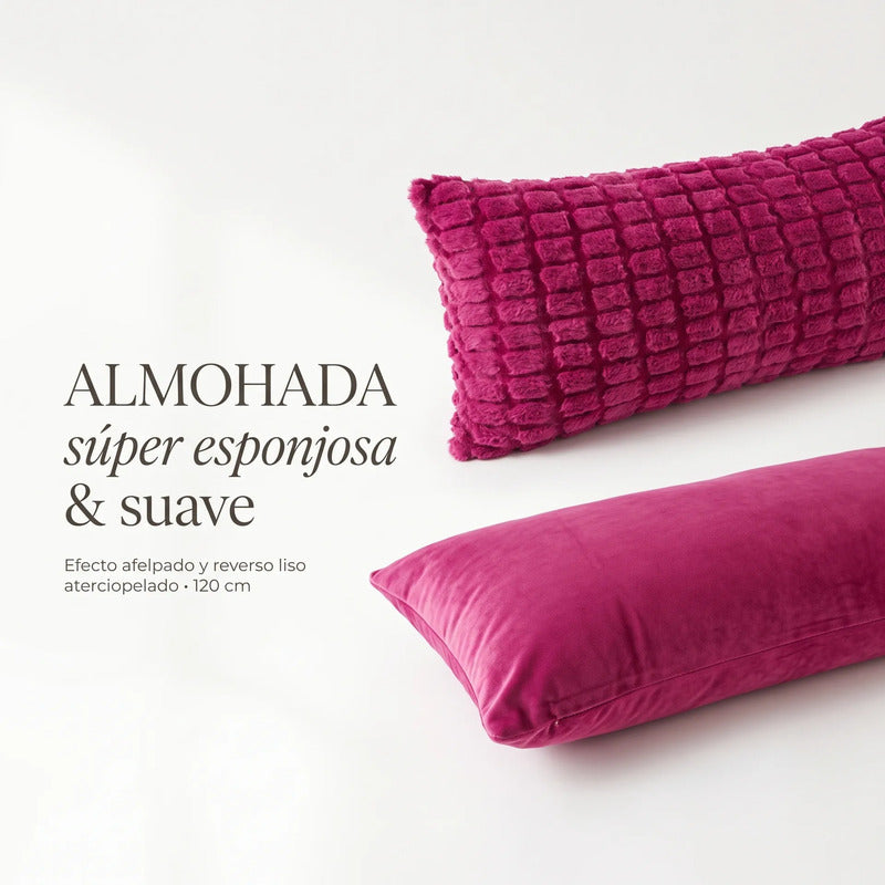 Almohada Providencia Super Jumbo Piel Jacquard Suave Fucsia