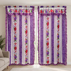 Cortinas Estampadas Para Ventana Con Forro Interior 2.9x2m Violeta