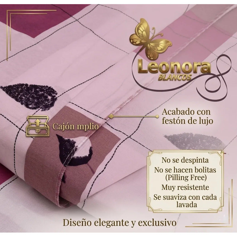 Sábana King  Bramante Cajón Amplio 100% Algodón Super Suave Rosa Cuadro Rosa Con Hoja