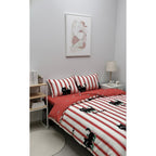Edredón Premium Duvet Dos Vistas Matri Con Relleno Incluido Rojo Gato Patitas Rayas Algodón Alta Densidad