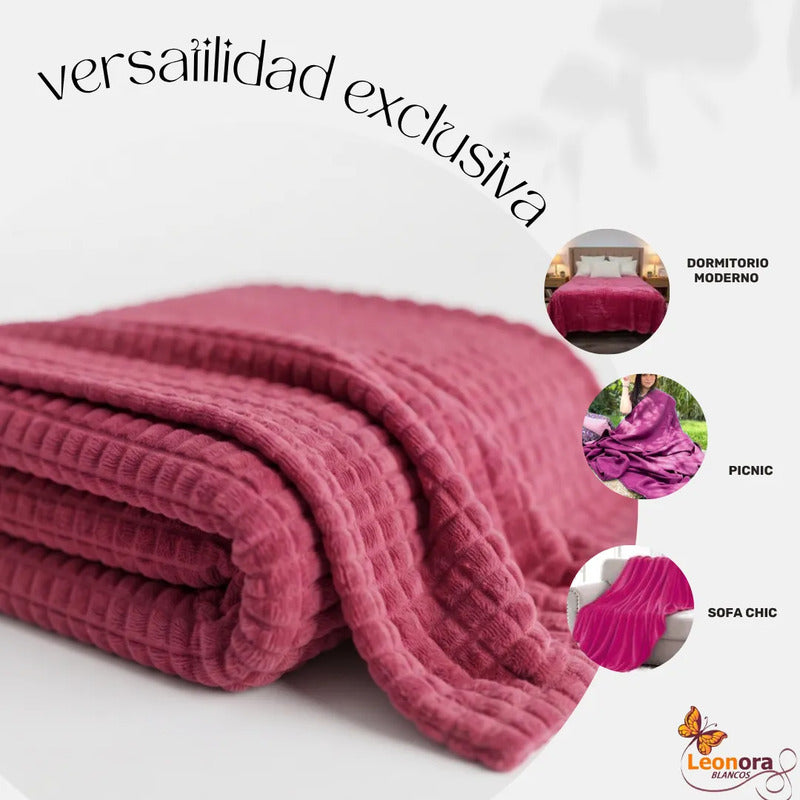 Cobertor Frazada Matrimonial Ligera Super Suave Y Calientita Cuadrado 700 G Rosa Chicle