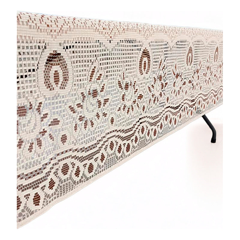 Mantel Calado Leonora 1.5×2.5 M | Elegancia Total Marrón Claro Calado Cafe