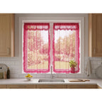 Juego De Cortinas 2 Paneles 2.50x1.95 De Ventana Transparent Rosa Fuerte