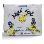 Sabana Matrimonial Lisa Bordada 100% Algodón-diseño Elegante Blanco Tulipán Bordado
