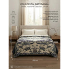 Colcha De Hilo Jacquard Leonora Premium Matrimonial Amplia Índigo Ban Morado/ Verde