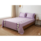 Juego De Sabana Matrimonial 100% Algodón Suaves Y Frescas Lila Mini Flor Morada