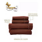 Juego De Sábanas Matrimonial Algodón Percal 144 Hilos-fresca Chocolate Lisa Suave Y Transpirable De Calidad Premium