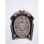 Jorongo Poncho Gaban Afelpado Unitalla Artesanal Grande Negro Guerrero Aguila 1mx1m