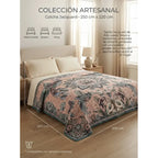 Colcha De Hilo Jacquard Leonora Premium Matrimonial Amplia Coral Claro Colibríes Coral/turquesa