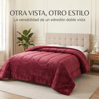 Edredón Matrimonial Acolchado Doble Vista Textura Térmica Vino Piel De Conejo