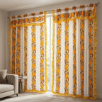 Cortinas Estampadas Para Ventana Con Forro Interior 2.9x2m Naranja