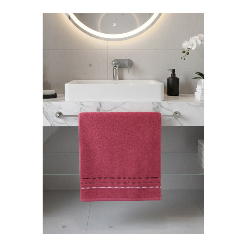 Toallas Baño Completo 100% Algodón Super Absorbente Rojo Fiusha